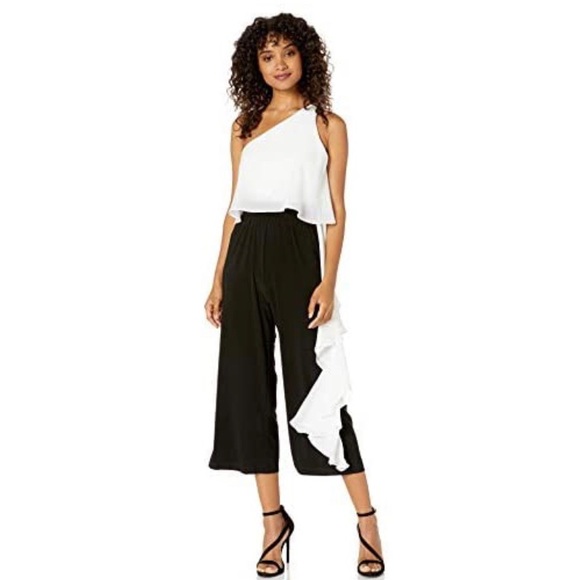 Laundry By Shelli Segal Pants - Laundry By Shelli Segal 1 Shoulder RuffleJumpsuit